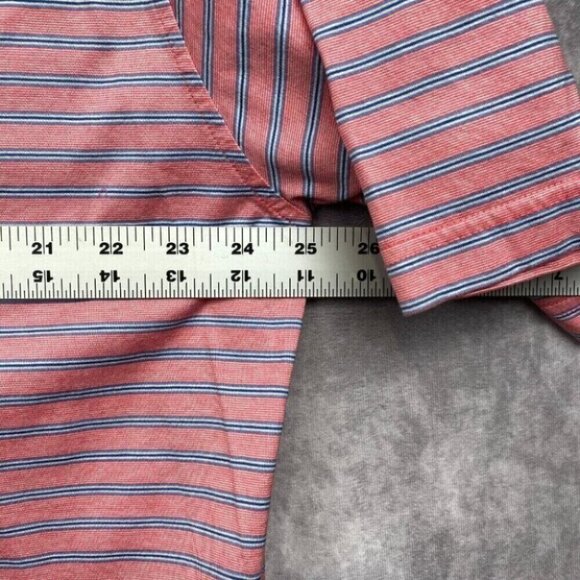 Peter Millar Polo Shirt Mens XL Pink Blue Striped Preppy Golf Casual S/S - Picture 7 of 11